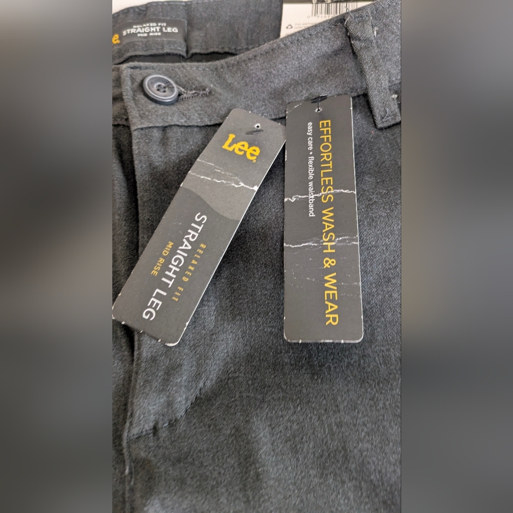 Women's Lee Mid Rise Relaxed Fit Straight Leg Cotton Blend Gray Pant Sz 12 Short - Picture 8 of 15